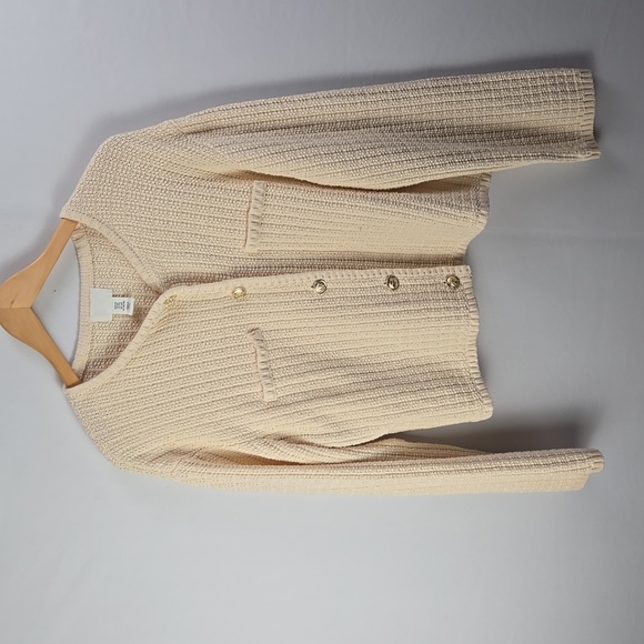 H&M Sweaters - H&M Soft Cream Moss-Knit Cardigan XXL Gold Buttons Preppy Academia Cottagecore